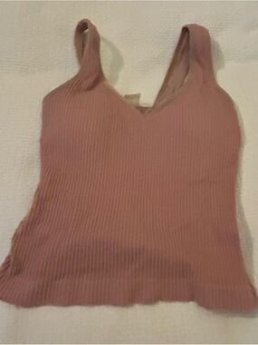 Revival ribbed v-neck crop top rose mauve small